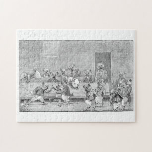 Louis Wain "A Vestry Meeting"-målning på tjurar Pussel