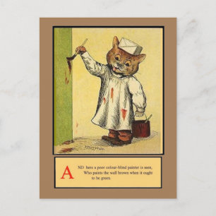 Louis Wain, Alphabet A Cat, Art Postcard Vykort