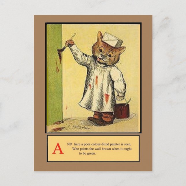 Louis Wain, Alphabet A Cat, Art Postcard Vykort (Framsida)