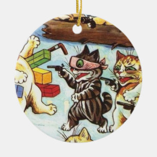 Louis Wain - Ambush Robbers och brigander Julgransprydnad Keramik