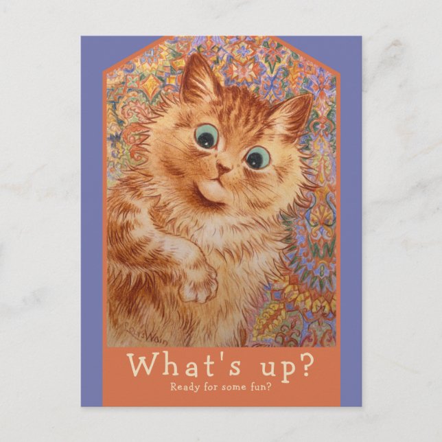 Louis Wain Astonyed ginger cat CC1083-inbjudan Vykort (Framsida)