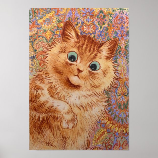 Louis Wain Astonyed ginger cat Children's room Poster (Framsidan)