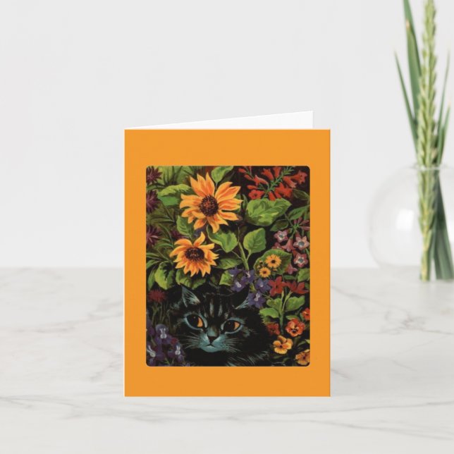 Louis Wain, Black Cat in the Flowers, Art Kort (Framsida)