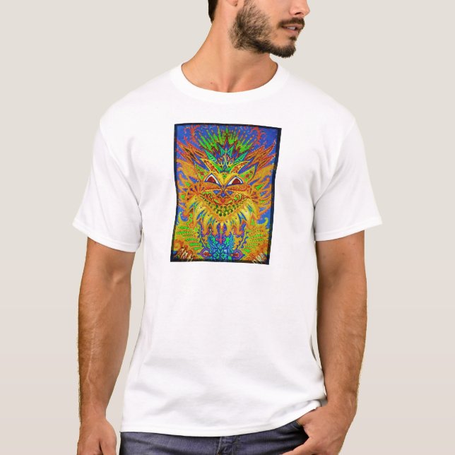 Louis Wain - blåttPaisley katt T-shirt (Framsida)