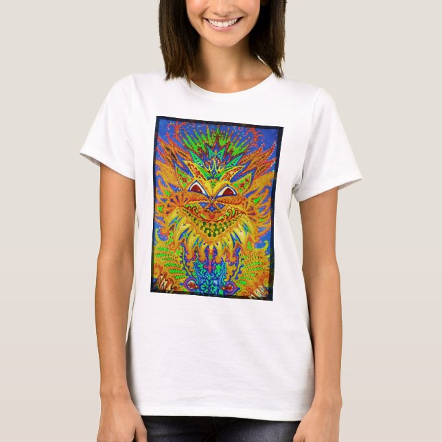Louis Wain - blåttPaisley katt Tee Shirt (Framsida)