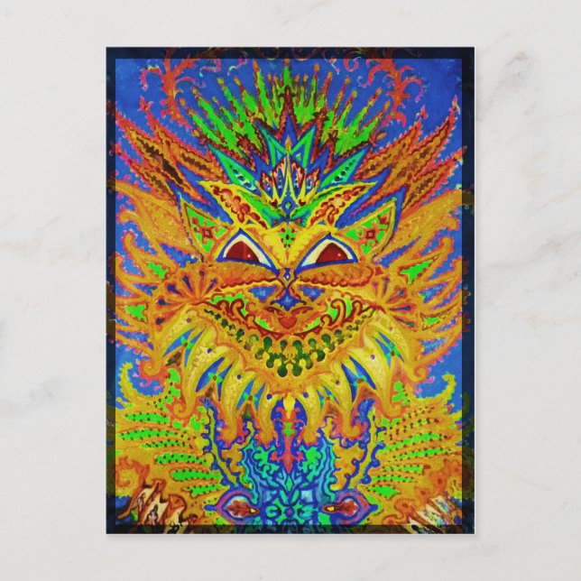 Louis Wain - Blue Paisley Cat Vykort (Framsida)