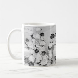 Louis Wain Cat Art Be om Bra kattkuddstrid Kaffemugg