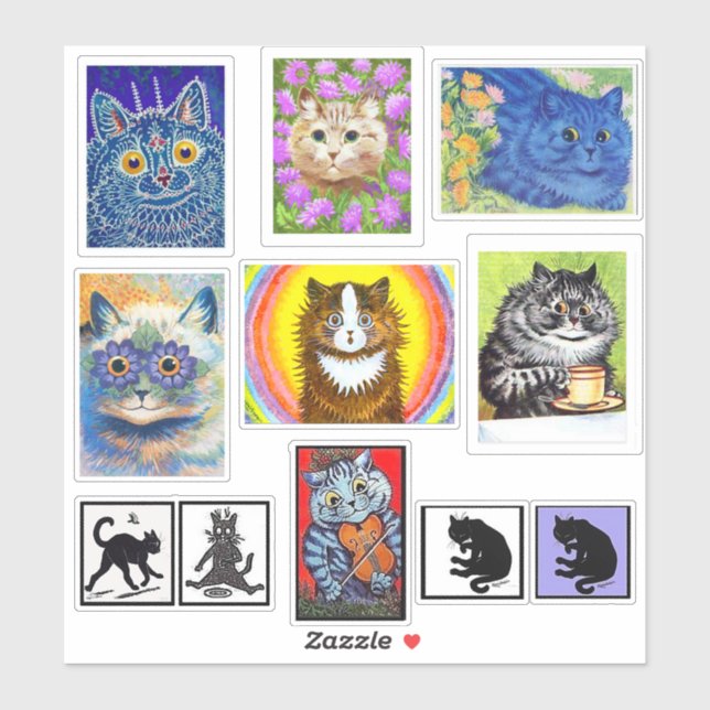 Louis Wain Cat Art Klistermärken (Ark)