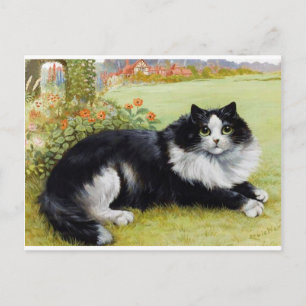 Louis Wain Cat, Black & White Cat Vykort