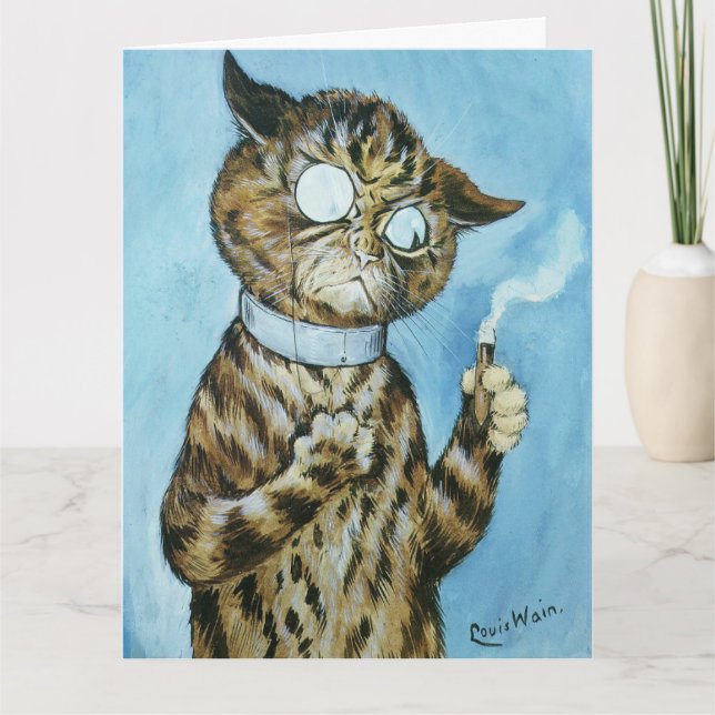 LOUIS WAIN CAT 'BRA HERR' BIRTHDAY CARD TACK KORT (Framsida)