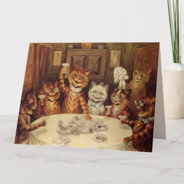 LOUIS WAIN CAT CATS BIRTHDAY CELEBRATION BIG CARD KORT (Framsida)