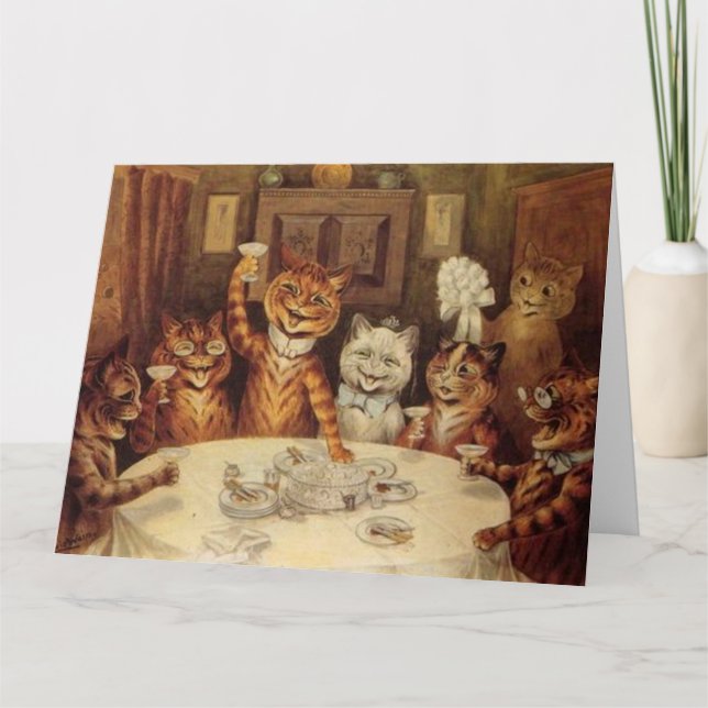 LOUIS WAIN CAT CATS CHRISTMAS FIRANDE HÄLSNING KORT (Framsida)