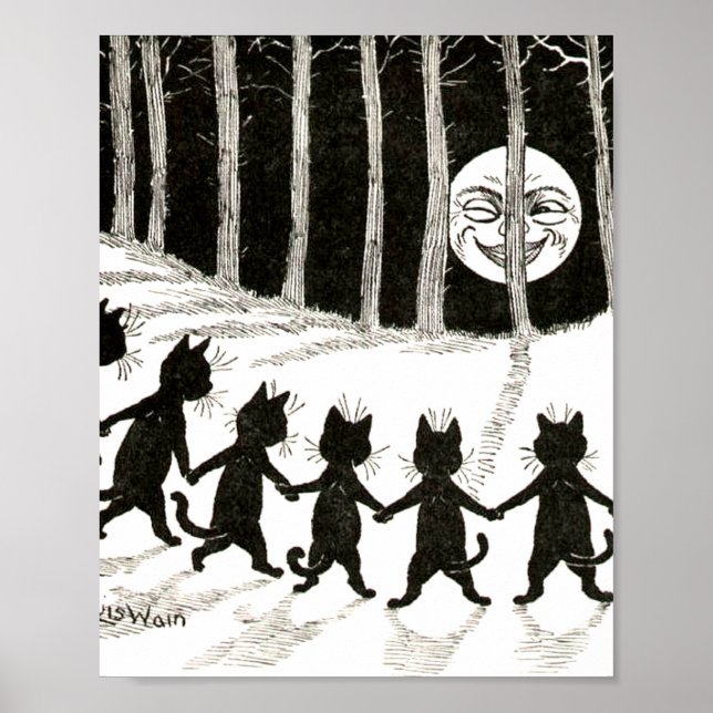 Louis Wain Cat Full Moon Poster (Framsidan)