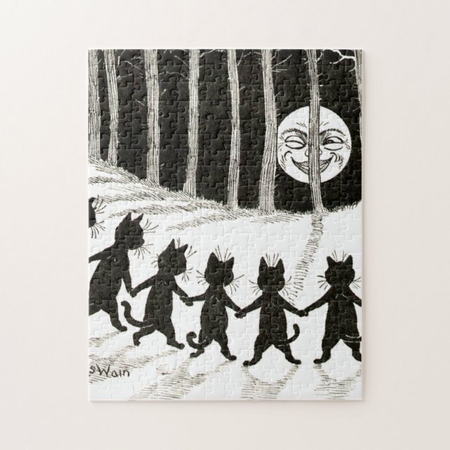Louis Wain Cat Full Moon Pussel (Vertikal)