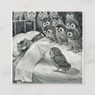 Louis Wain Cat Nightmare Uggla Bird Fyrkantigt Visitkort
