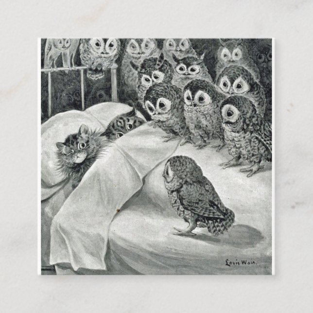 Louis Wain Cat Nightmare Uggla Bird Fyrkantigt Visitkort (Framsida)
