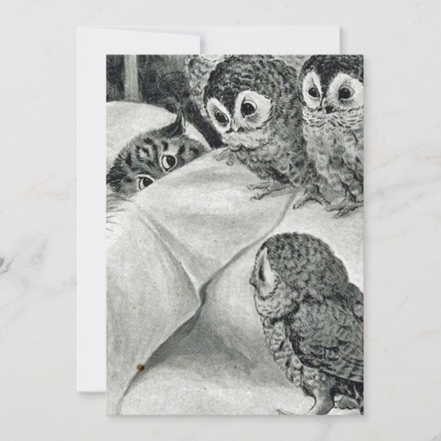 Louis Wain Cat Nightmare Uggla Bird Inbjudningar (Framsida)