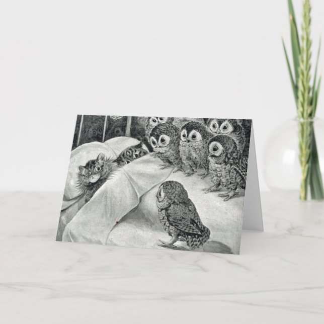 Louis Wain Cat Nightmare Uggla Bird Kort (Framsida)