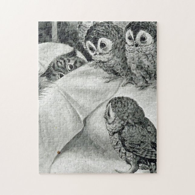 Louis Wain Cat Nightmare Uggla Bird Pussel (Vertikal)