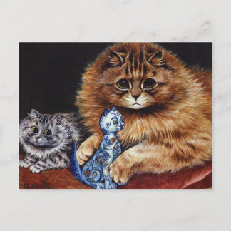 Louis Wain Cat som innehar en Cat Trinket Vykort