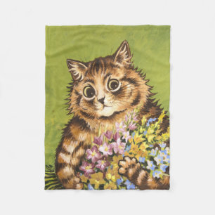 Louis Wain Cat with Flowers Fleecefilt