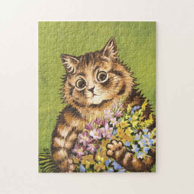 Louis Wain Cat with Flowers Pussel (Vertikal)