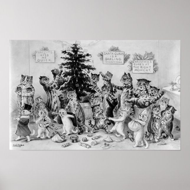 Louis Wain Cats Decorating Julgran Poster (Framsidan)