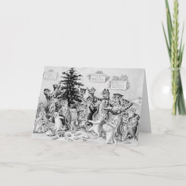 Louis Wain - Cats firar jul Helgkort (Framsida)