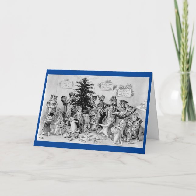 Louis Wain Cats Folat Helgdag Card Helgkort (Framsida)