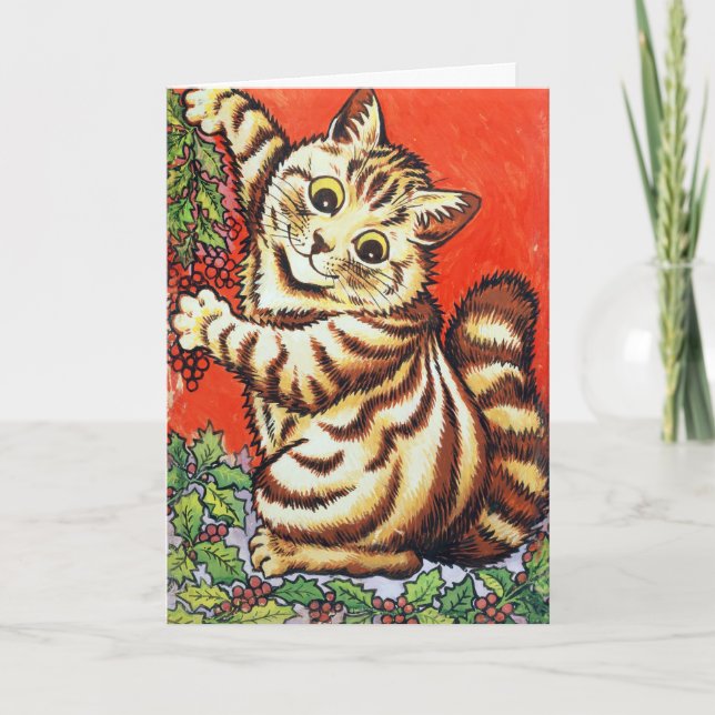 Louis Wain Christmas Cat Decorating Personalized Inbjudan (Framsida)