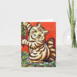 Louis Wain Christmas Cat Decorating Personalized Inbjudan