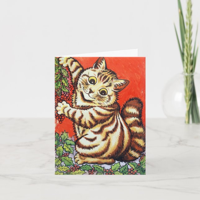 Louis Wain Christmas Cat Decorating Personalized Inbjudan (Framsida)