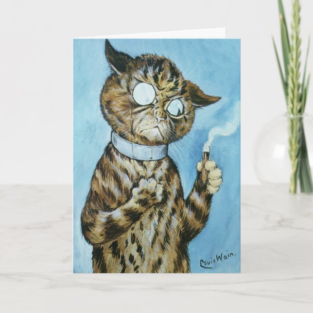 LOUIS WAIN CIGAR CAT BIRTHDAY CARD FÖR HIM TACK KORT (Framsida)