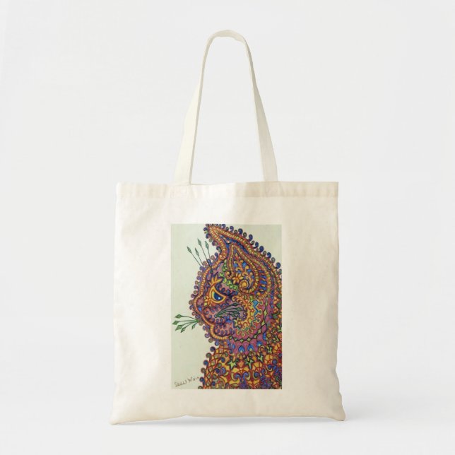 Louis Wain Fantasy Tapet Tote Bag Tygkasse (Framsidan)
