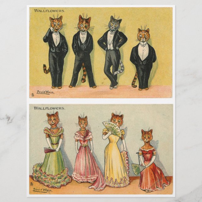 Louis Wain färgade Cat Wallblommor (Framsida)