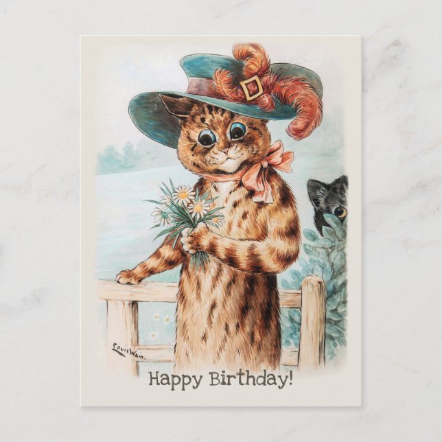Louis Wain Flowers till duchess Birthday CC1009 Vykort (Framsida)