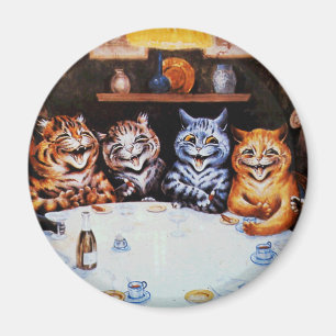 Louis Wain för kattmiddagparty konstverk Magnet