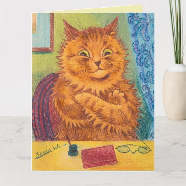 LOUIS WAIN GINGER APELSIN KATT ROMANTISK FÖDELSEDA KORT (Framsida)