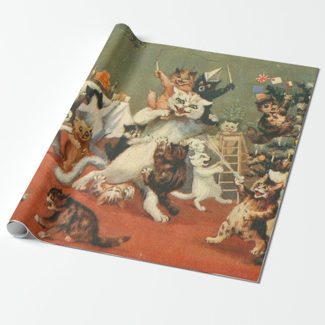 Louis Wain God jul Presentpapper (Utrullad)