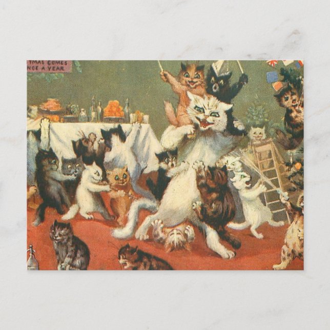 Louis Wain God jul Vykort (Framsida)