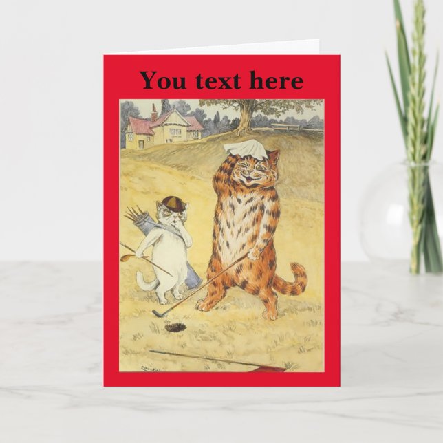 Louis Wain Golfing Cats Card Kort (Framsida)