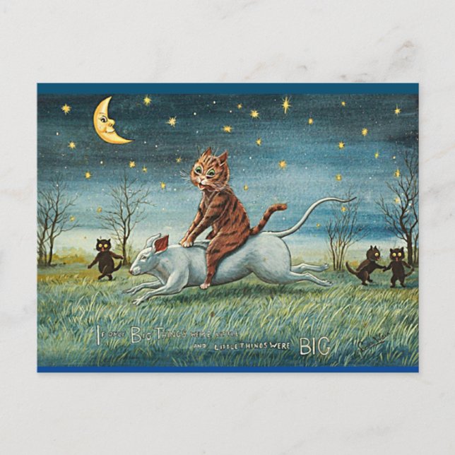 Louis Wain, If Big Things, Cat Art Postcard Vykort (Framsida)