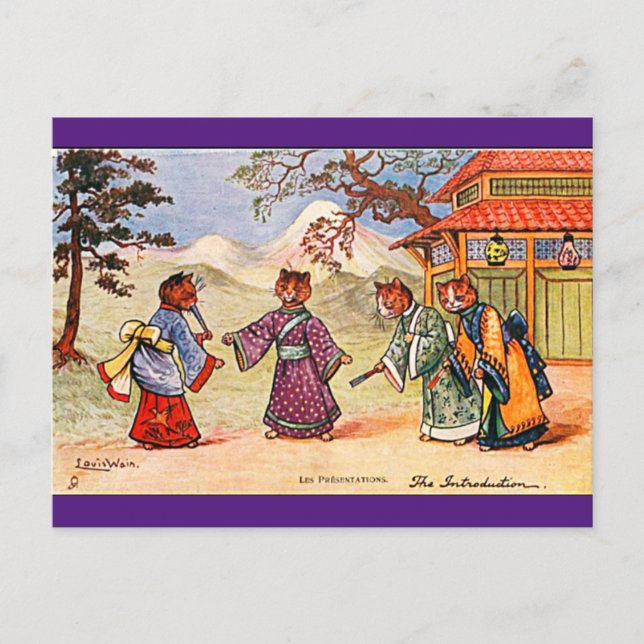 Louis Wain, Japansk Kimono Katt Konst  vykort (Framsida)