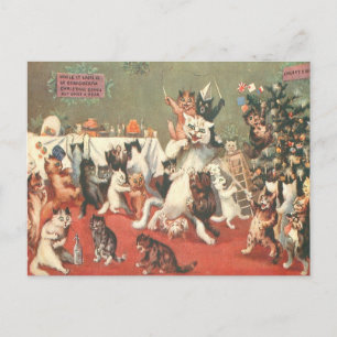 Louis Wain jul Party Vykort