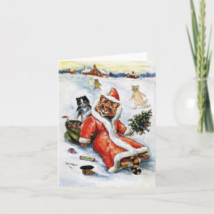 Louis Wain jul tomte katt Kort