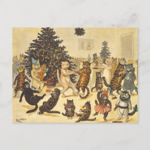 Louis Wain Julfirande Vykort