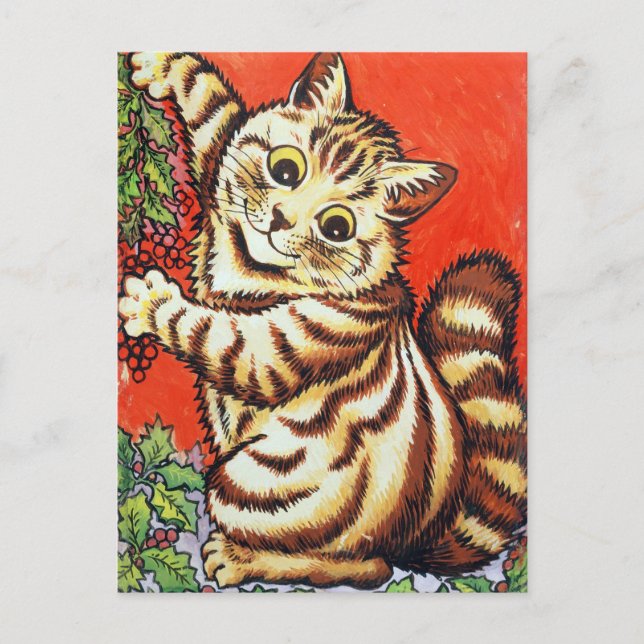 Louis Wain Julkatt Dekorera Personlig Helg Vykort (Framsida)