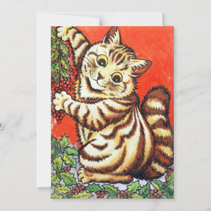 Louis Wain-julkattan Decorating Träd Magnetisk Inbjudningskort