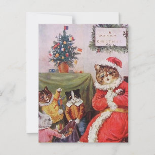 Louis Wain julkattsfamilj vintage vykort