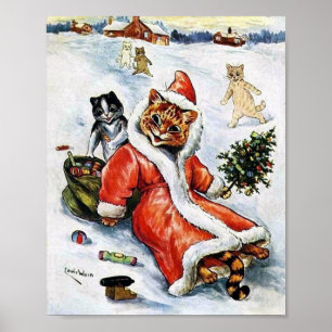 Louis Wain jultomten Cat Poster